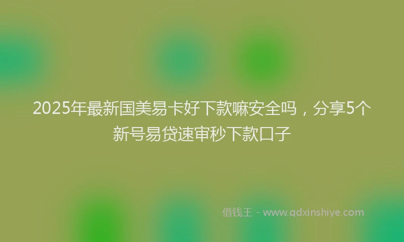 2025年最新国美易卡好下款嘛安全吗，分享5个新号易贷速审秒下款口子