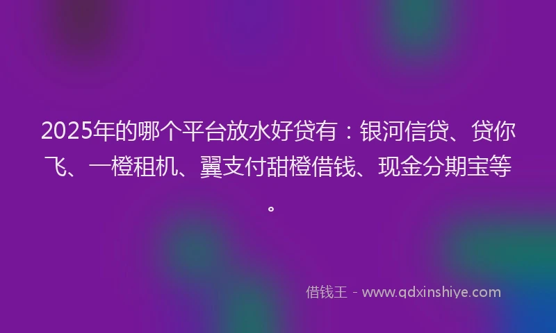 2025年的哪个平台放水好贷有：银河信贷、贷你飞、一橙租机、翼支付甜橙借钱、现金分期宝等。