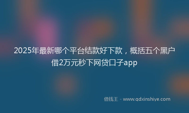 2025年最新哪个平台结款好下款，概括五个黑户借2万元秒下网贷口子app
