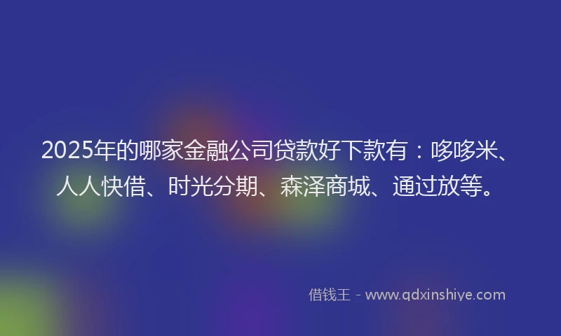 2025年的哪家金融公司贷款好下款有：哆哆米、人人快借、时光分期、森泽商城、通过放等。