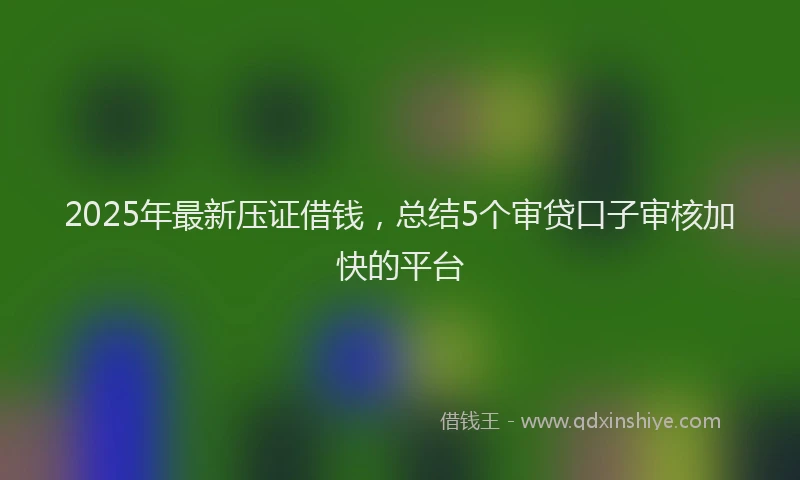 2025年最新压证借钱，总结5个审贷口子审核加快的平台