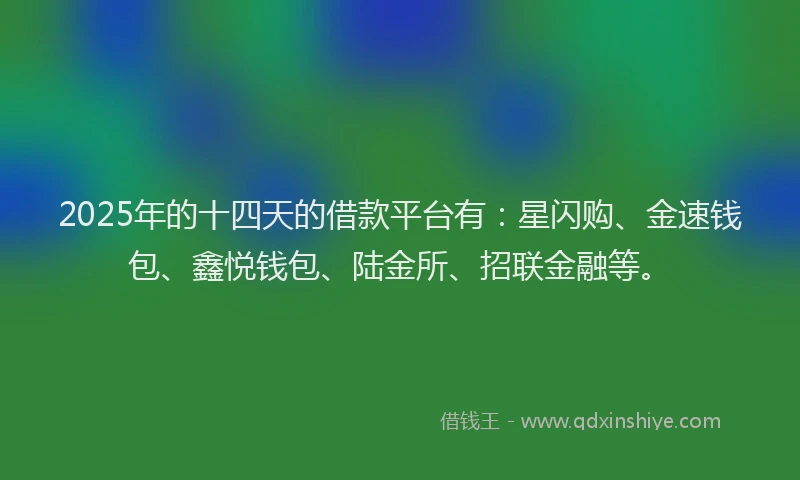 2025年的十四天的借款平台有：星闪购、金速钱包、鑫悦钱包、陆金所、招联金融等。