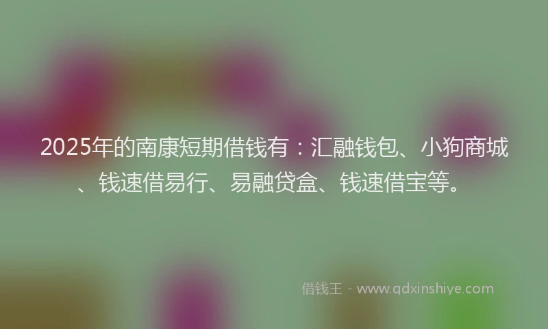 2025年的南康短期借钱有：汇融钱包、小狗商城、钱速借易行、易融贷盒、钱速借宝等。
