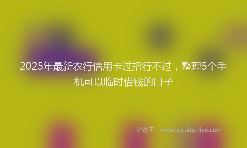 2025年最新农行信用卡过招行不过，整理5个手机可以临时借钱的口子