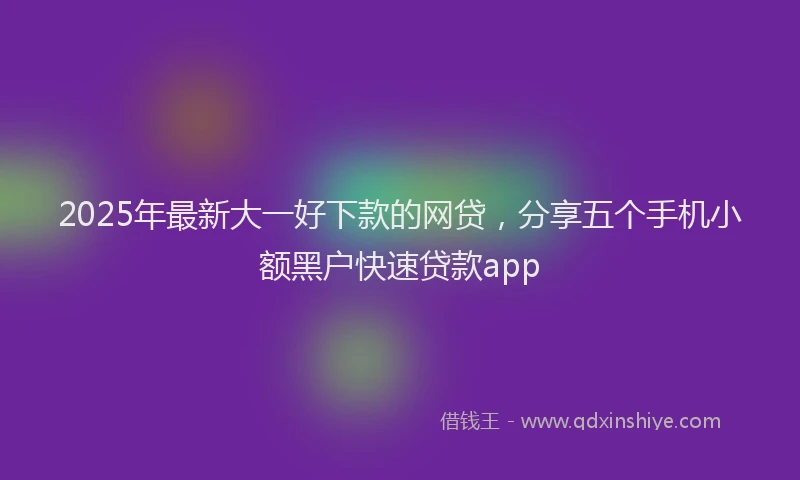2025年最新大一好下款的网贷，分享五个手机小额黑户快速贷款app