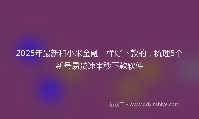 2025年最新和小米金融一样好下款的，梳理5个新号易贷速审秒下款软件