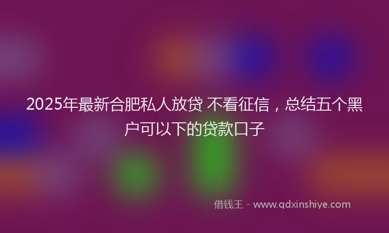 2025年最新合肥私人放贷 不看征信，总结五个黑户可以下的贷款口子