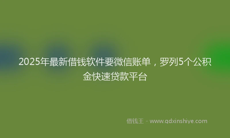 2025年最新借钱软件要微信账单，罗列5个公积金快速贷款平台