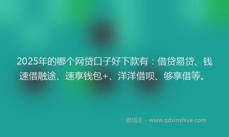 2025年的哪个网贷口子好下款有：借贷易贷、钱速借融途、速享钱包+、洋洋借呗、够享借等。