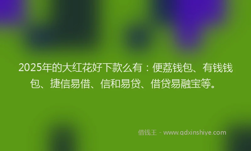2025年的大红花好下款么有：便荔钱包、有钱钱包、捷信易借、信和易贷、借贷易融宝等。