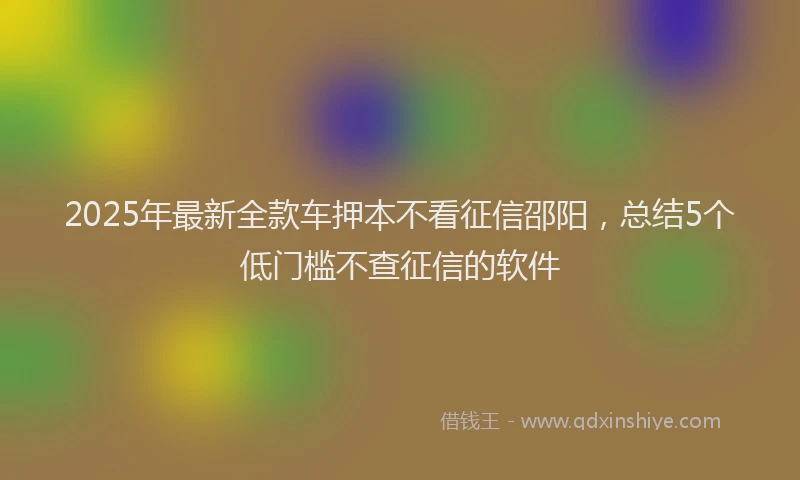 2025年最新全款车押本不看征信邵阳，总结5个低门槛不查征信的软件