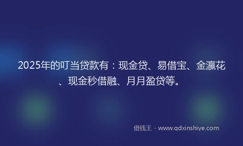 2025年的叮当贷款有：现金贷、易借宝、金瀛花、现金秒借融、月月盈贷等。