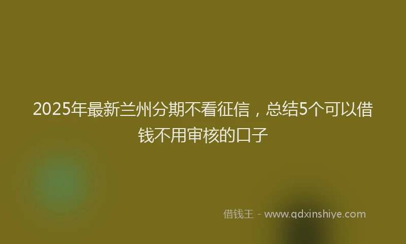 2025年最新兰州分期不看征信，总结5个可以借钱不用审核的口子