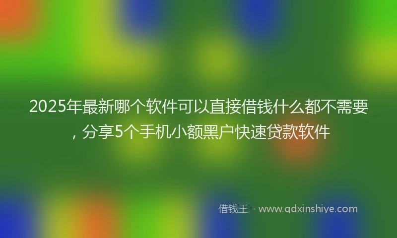 2025年最新哪个软件可以直接借钱什么都不需要，分享5个手机小额黑户快速贷款软件