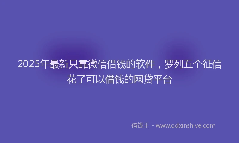 2025年最新只靠微信借钱的软件，罗列五个征信花了可以借钱的网贷平台