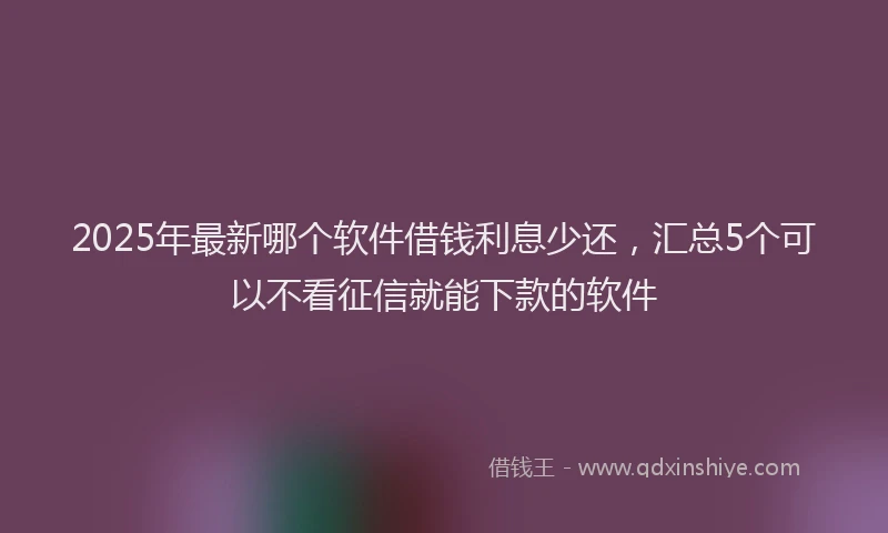 2025年最新哪个软件借钱利息少还，汇总5个可以不看征信就能下款的软件