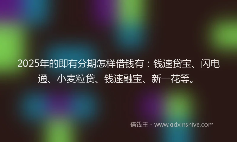 2025年的即有分期怎样借钱有：钱速贷宝、闪电通、小麦粒贷、钱速融宝、新一花等。