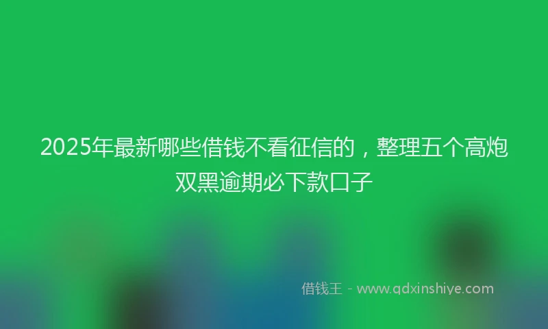 2025年最新哪些借钱不看征信的，整理五个高炮双黑逾期必下款口子