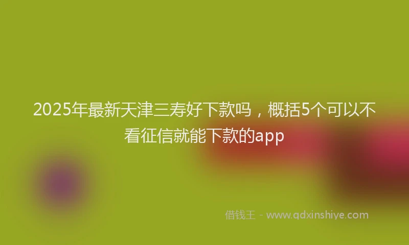 2025年最新天津三寿好下款吗，概括5个可以不看征信就能下款的app