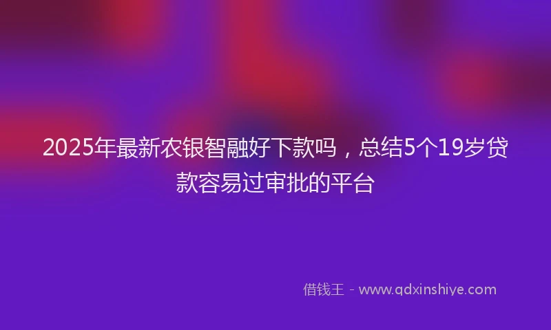 2025年最新农银智融好下款吗，总结5个19岁贷款容易过审批的平台