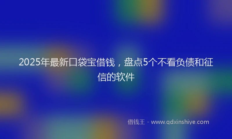 2025年最新口袋宝借钱，盘点5个不看负债和征信的软件