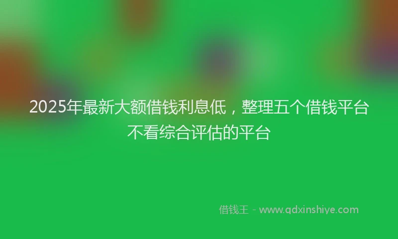 2025年最新大额借钱利息低，整理五个借钱平台不看综合评估的平台