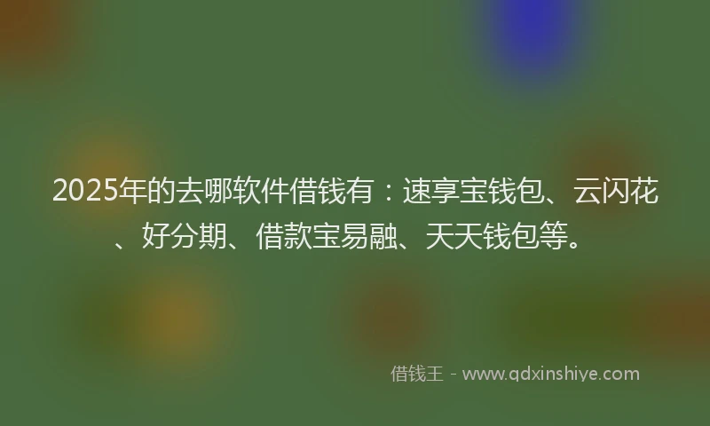 2025年的去哪软件借钱有：速享宝钱包、云闪花、好分期、借款宝易融、天天钱包等。