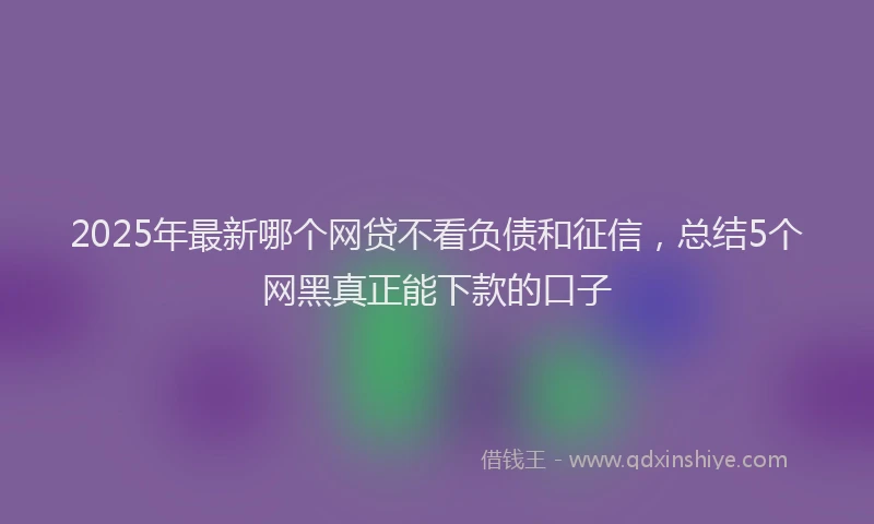 2025年最新哪个网贷不看负债和征信，总结5个网黑真正能下款的口子