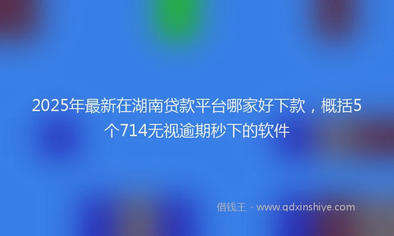 2025年最新在湖南贷款平台哪家好下款，概括5个714无视逾期秒下的软件