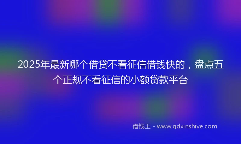 2025年最新哪个借贷不看征信借钱快的，盘点五个正规不看征信的小额贷款平台