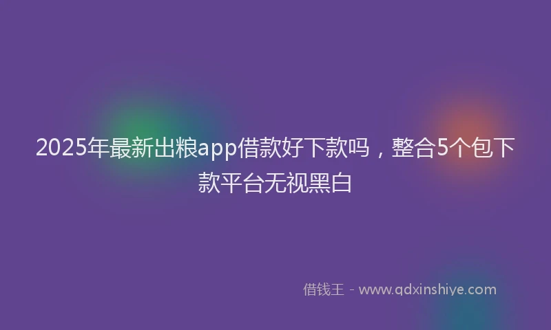 2025年最新出粮app借款好下款吗，整合5个包下款平台无视黑白