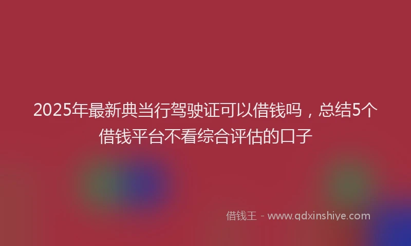 2025年最新典当行驾驶证可以借钱吗，总结5个借钱平台不看综合评估的口子