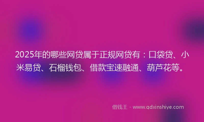 2025年的哪些网贷属于正规网贷有：口袋贷、小米易贷、石榴钱包、借款宝速融通、葫芦花等。