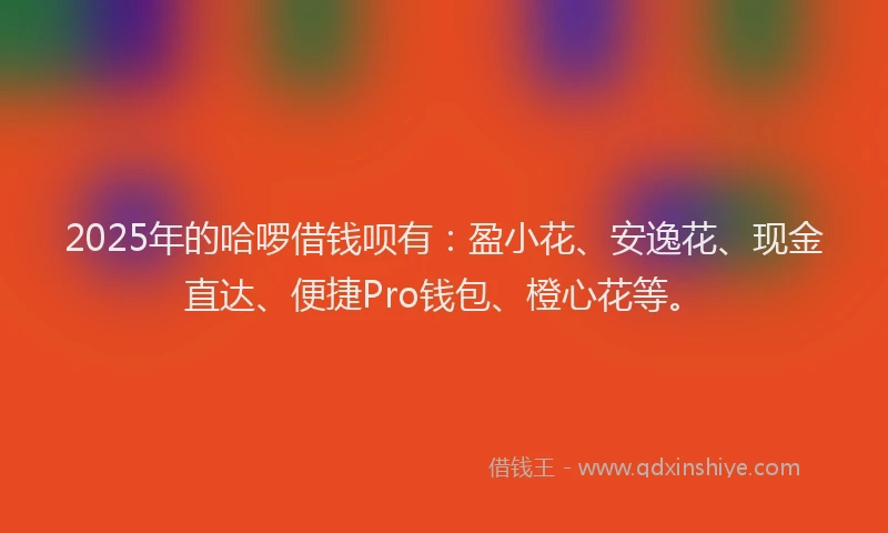 2025年的哈啰借钱呗有：盈小花、安逸花、现金直达、便捷Pro钱包、橙心花等。