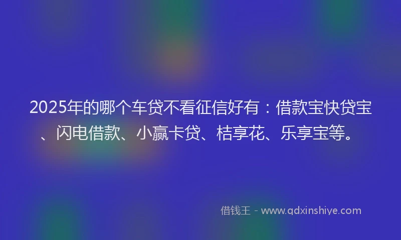 2025年的哪个车贷不看征信好有：借款宝快贷宝、闪电借款、小赢卡贷、桔享花、乐享宝等。