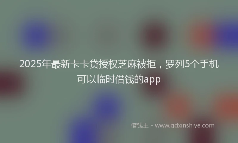 2025年最新卡卡贷授权芝麻被拒，罗列5个手机可以临时借钱的app