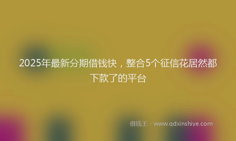 2025年最新分期借钱快，整合5个征信花居然都下款了的平台