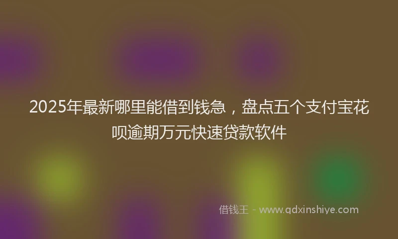 2025年最新哪里能借到钱急，盘点五个支付宝花呗逾期万元快速贷款软件