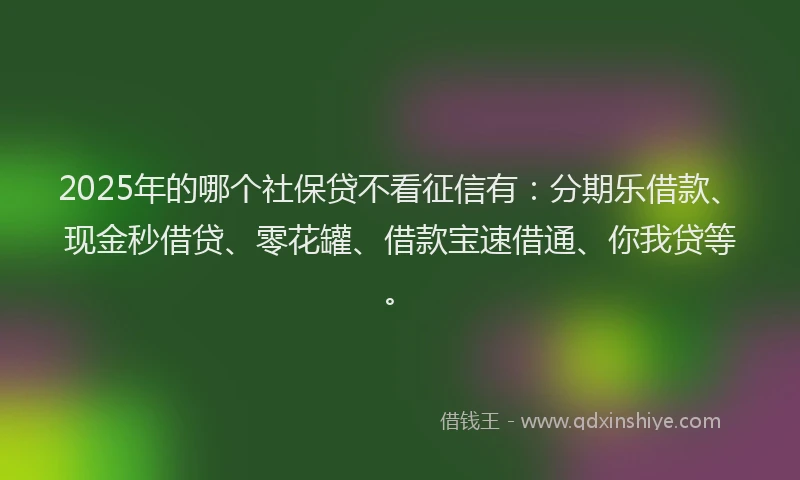 2025年的哪个社保贷不看征信有：分期乐借款、现金秒借贷、零花罐、借款宝速借通、你我贷等。
