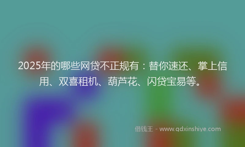 2025年的哪些网贷不正规有：替你速还、掌上信用、双喜租机、葫芦花、闪贷宝易等。