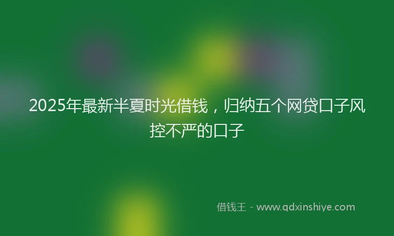 2025年最新半夏时光借钱，归纳五个网贷口子风控不严的口子