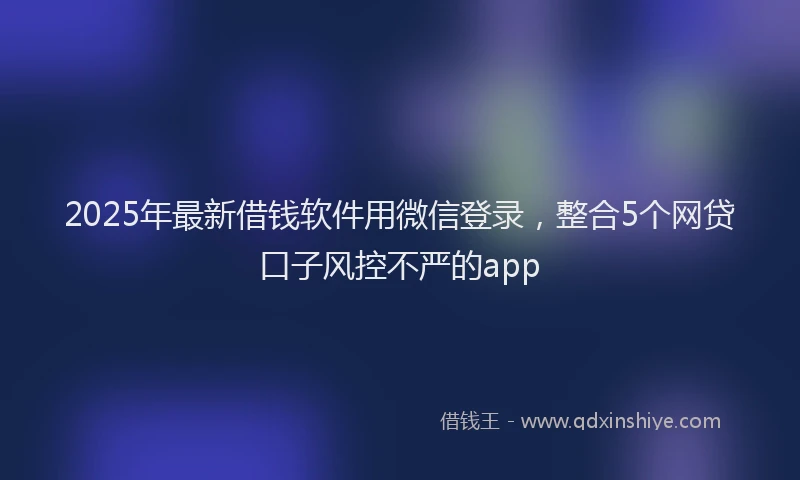 2025年最新借钱软件用微信登录，整合5个网贷口子风控不严的app