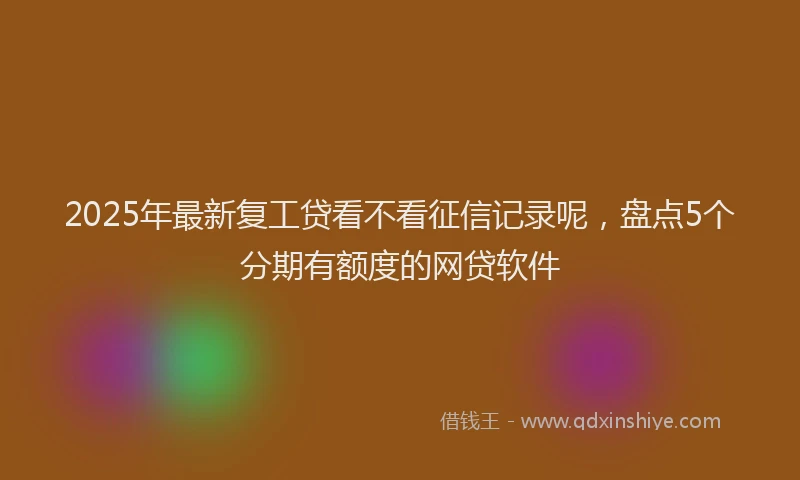 2025年最新复工贷看不看征信记录呢，盘点5个分期有额度的网贷软件