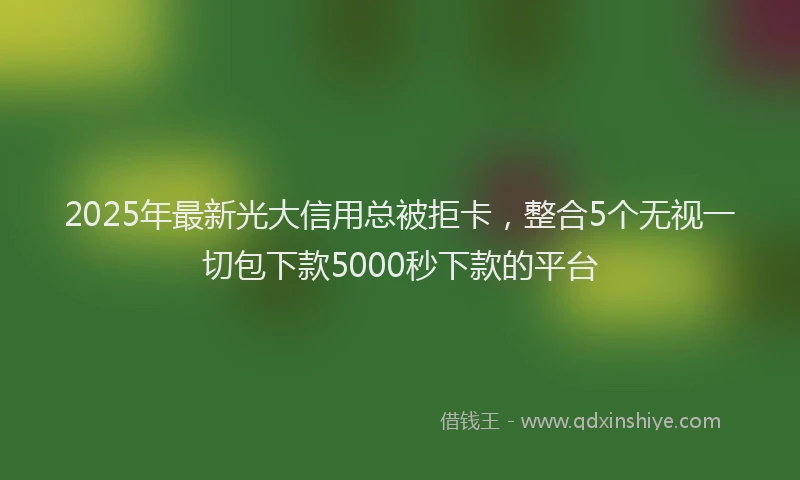 2025年最新光大信用总被拒卡，整合5个无视一切包下款5000秒下款的平台