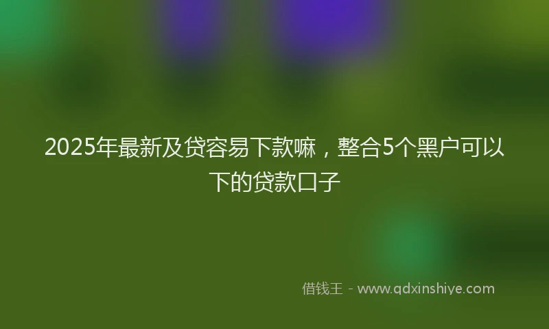 2025年最新及贷容易下款嘛，整合5个黑户可以下的贷款口子