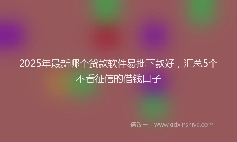 2025年最新哪个贷款软件易批下款好，汇总5个不看征信的借钱口子