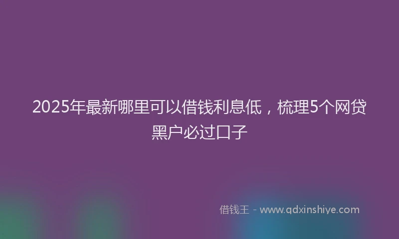 2025年最新哪里可以借钱利息低，梳理5个网贷黑户必过口子