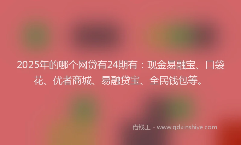 2025年的哪个网贷有24期有：现金易融宝、口袋花、优者商城、易融贷宝、全民钱包等。