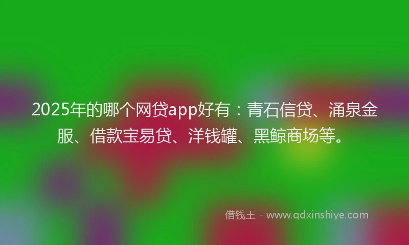 2025年的哪个网贷app好有：青石信贷、涌泉金服、借款宝易贷、洋钱罐、黑鲸商场等。