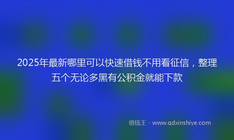 2025年最新哪里可以快速借钱不用看征信，整理五个无论多黑有公积金就能下款